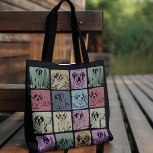 Vintage St. Bernard Tote Bag, Retro Dog Lover Gift, St. Bernard Dog Tote, Large Dog Breed Bag, Retro St. Bernard Design, Dog Lover Tote