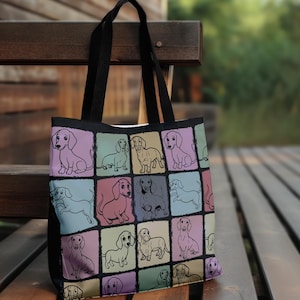 Vintage Dachshund Lover Tote Bag, Cute Sausage Dog Carry Bag, Wiener Dog Gift Tote, Pet Owner Everyday Bag, Dog Enthusiast Shoulder Bag