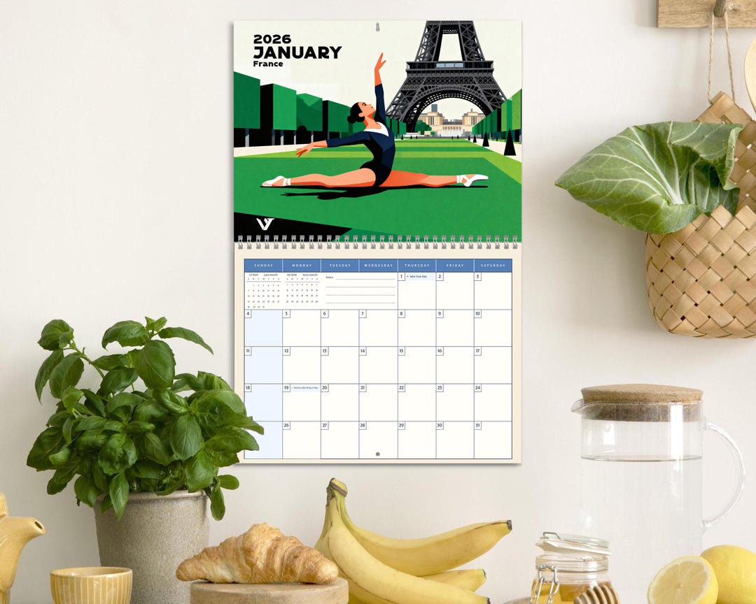 2026 Gymnastics Wall Calendar Balance Beam Art Gift For Gymnast 2026-gymnastics-wall-calendar-balance-beam-art-gift-for-gymnast