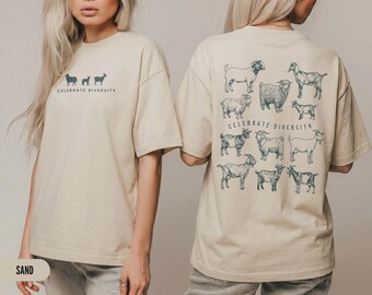 Celebrate Diversity Goat Shirt Livestock Diversity Graphic Tee, Cute Goat Lover Gift Boer Angora Pygmy Farm Sweatshirt
