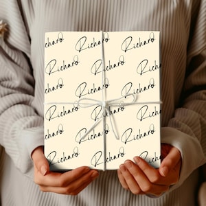 Personalized Gift Wrap for Birthday, Custom Name Wrapping Paper, Holiday, Baby Shower, Wedding, Custom Text Gift Wrap Sheet