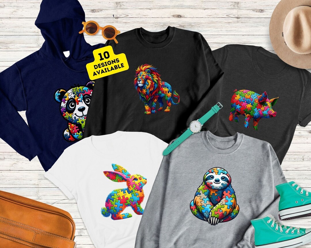 Lion Leo Zodiac Puzzle Pieces Autism Awareness Month Support Tshirt