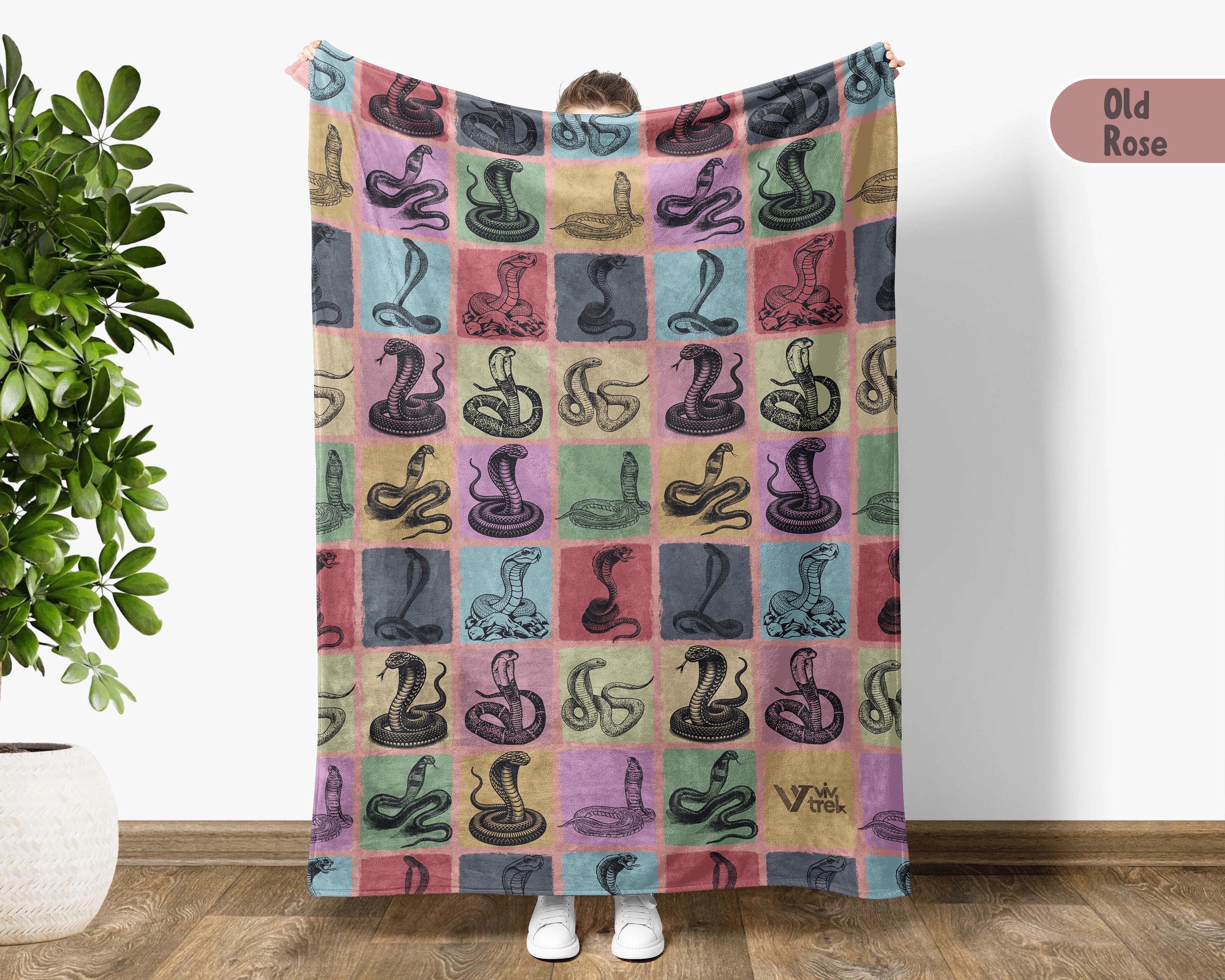 Vintage Cobra Gift Blanket, Retro Snake Lover Throw, Unique