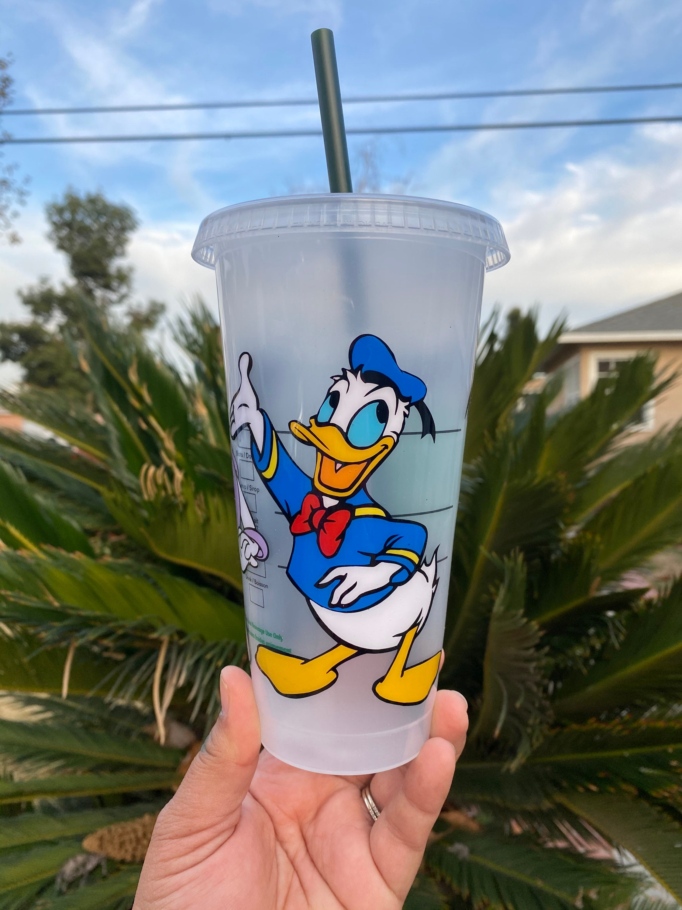 Donald Duck Clear Frosted Starbucks Cold Drink Cup - iTeeUS