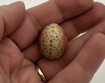 Button Quail Shell Pysanka - Pink Lace