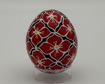 Chicken Shell Pysanka - Red Floral