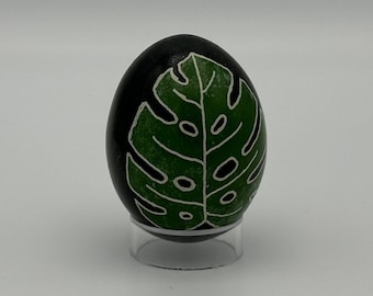 Chicken Shell Pysanka - Monstera Leaf