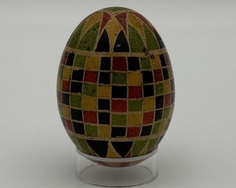 Chicken Shell Pysanka - Brown Grid