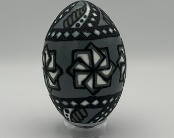 Emu Shell Pysanka - Double Etched Star Design