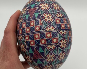 Rhea Shell Pysanka - Pink, Blue, and Purple Busy Pattern