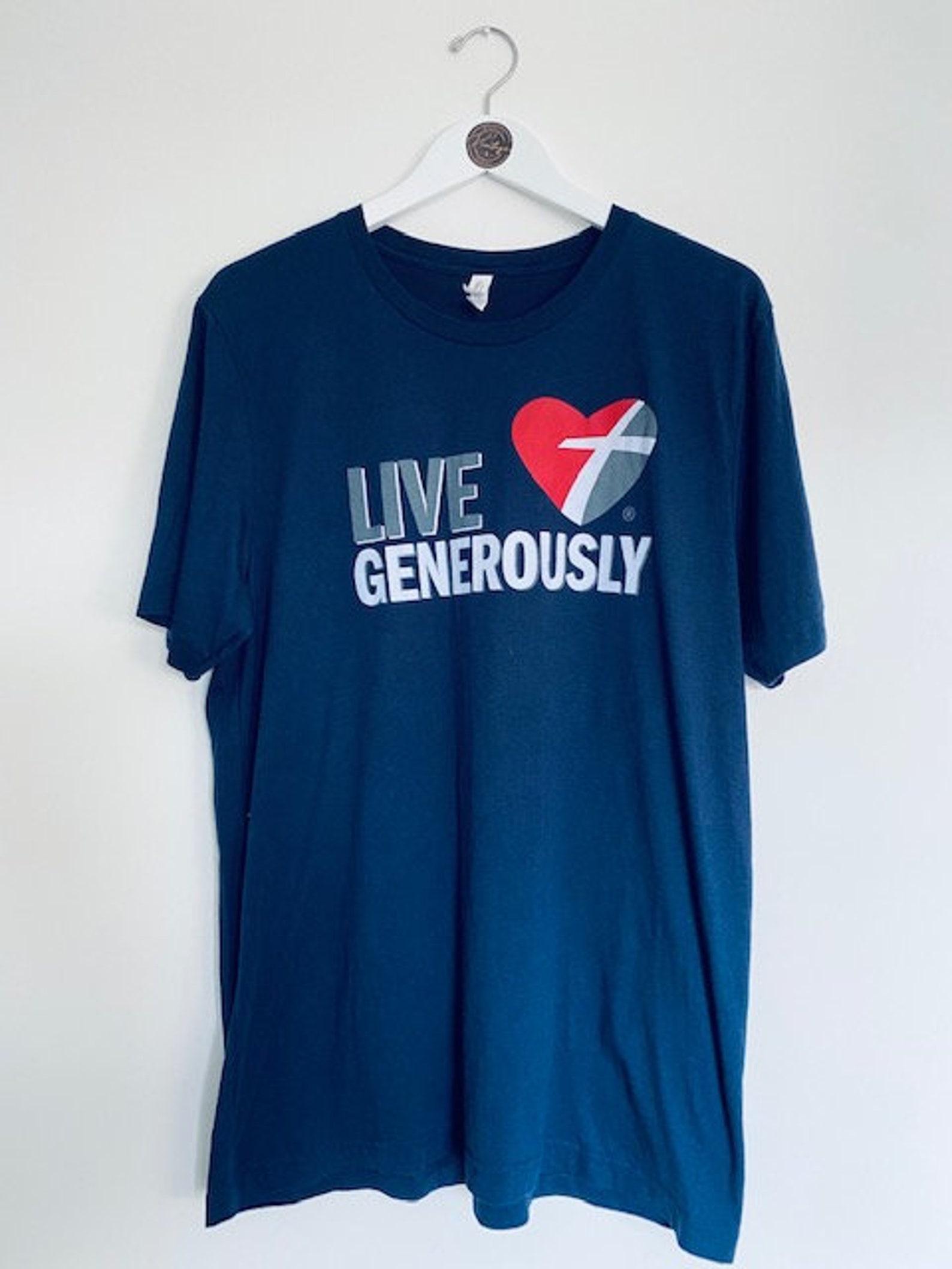 Unisex Vintage Live Generously Navy Blue Tshirt Tee Top XL Etsy UK