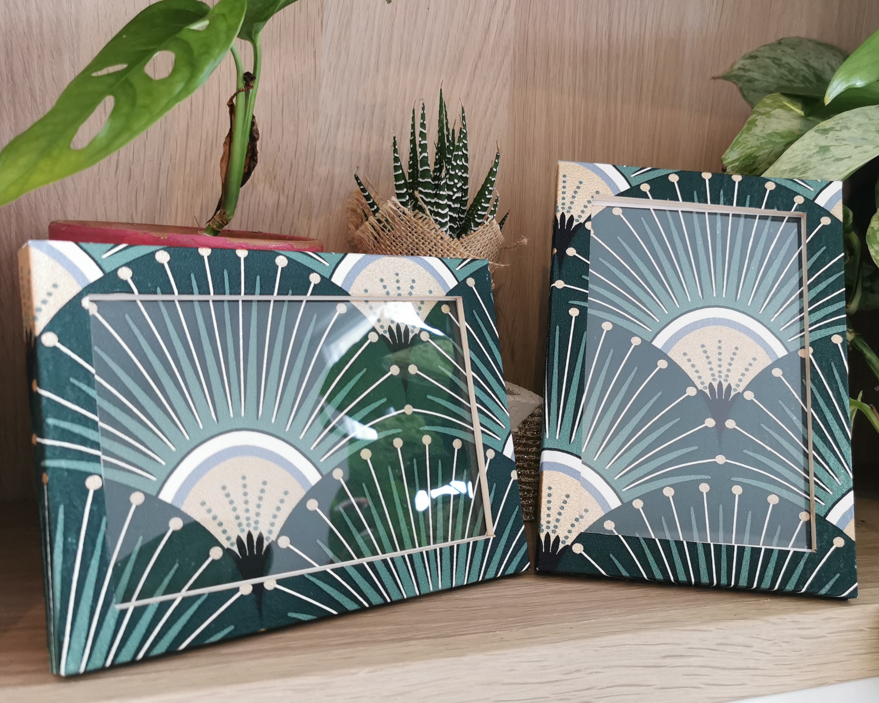 Cadre Cycas - Cadre Photo Décoratif en Bois et Papier Imprimé/À Poser Mural 10x15 Déco