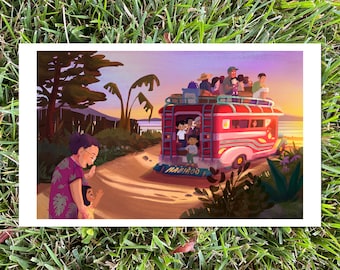 Impresión del amanecer Jeepney
