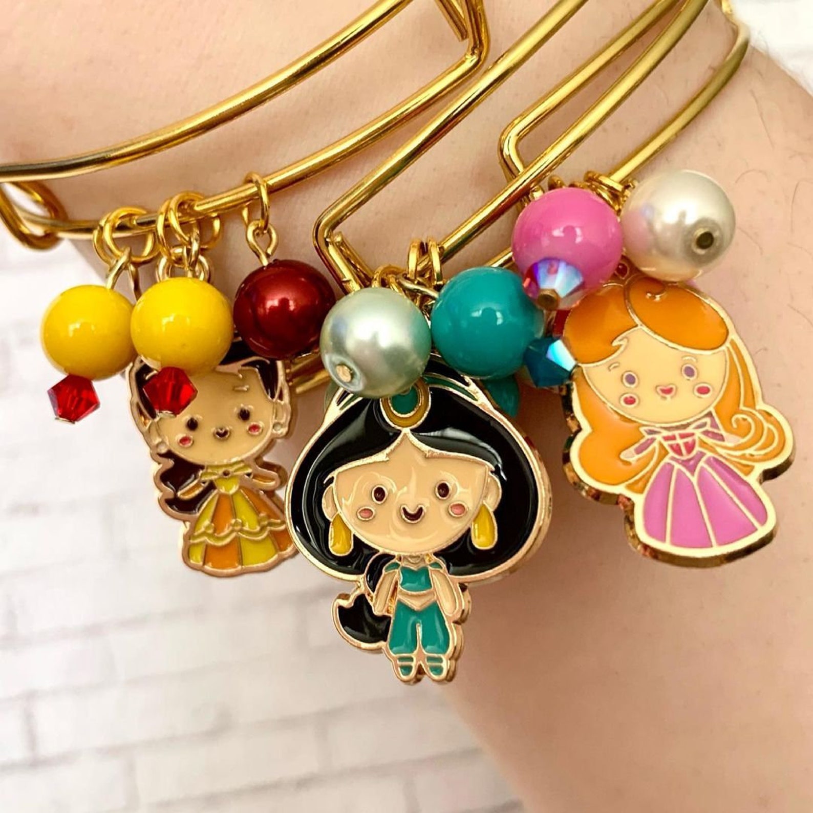Princess Jasmine Charm Bracelet Disney Enamel Charm Bracelet | Etsy