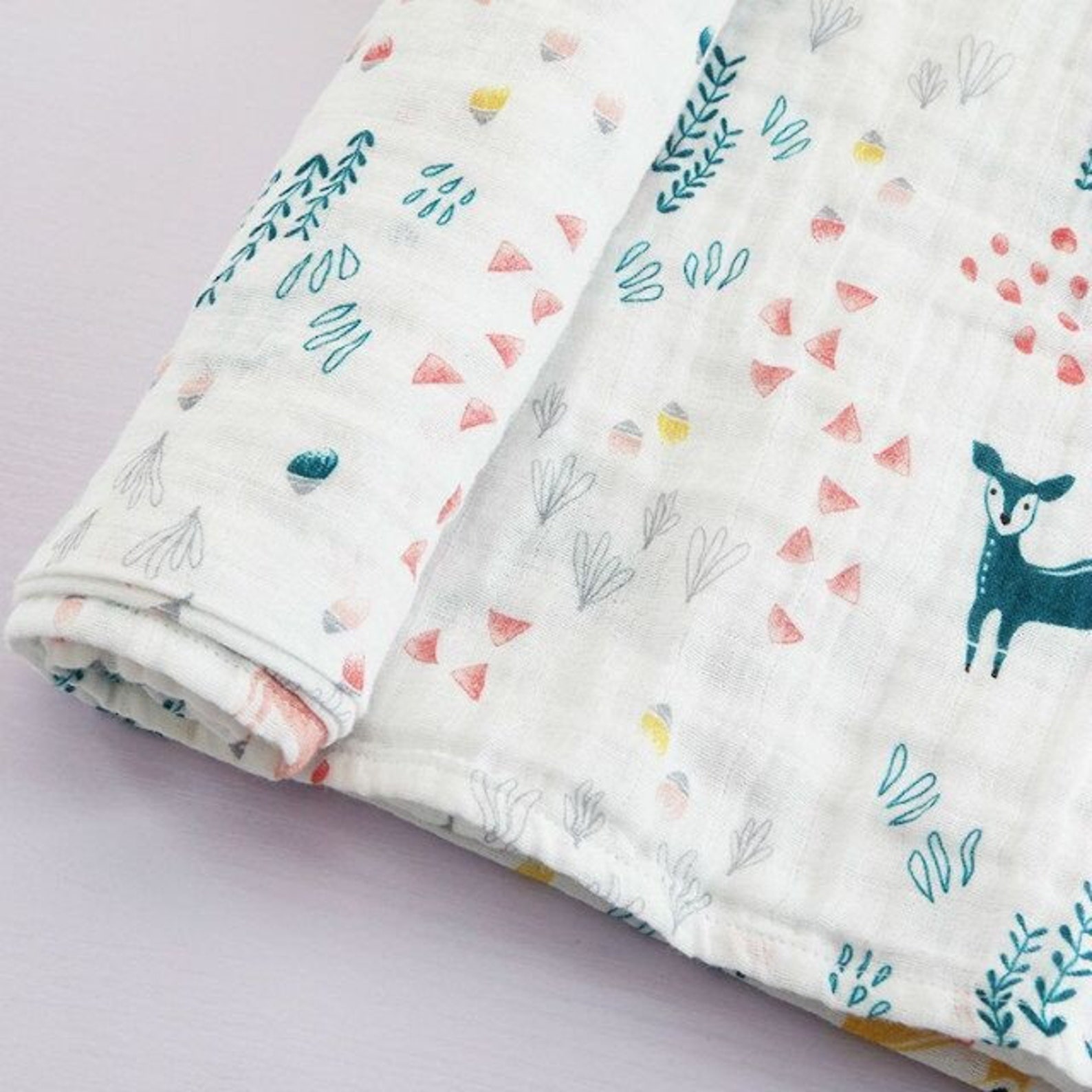Woodland Animals Muslin Swaddle Blanket Bamboo Cotton Blend Etsy