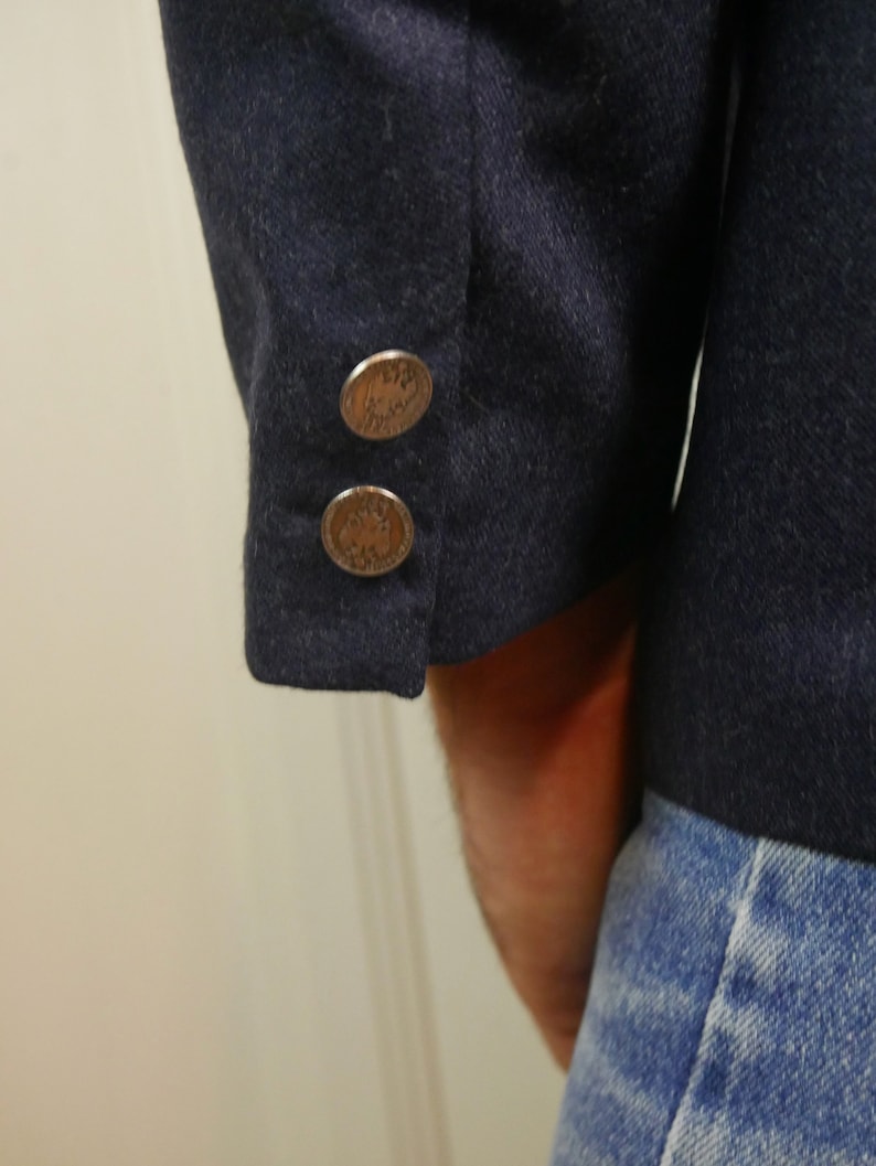 Blue Wool Band Collar Blazer, 90s Vintage Trachten Jacket Etsy