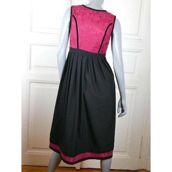 Dirndl, 1990s Bavarian Vintage Pink & Black Trach… - image 5