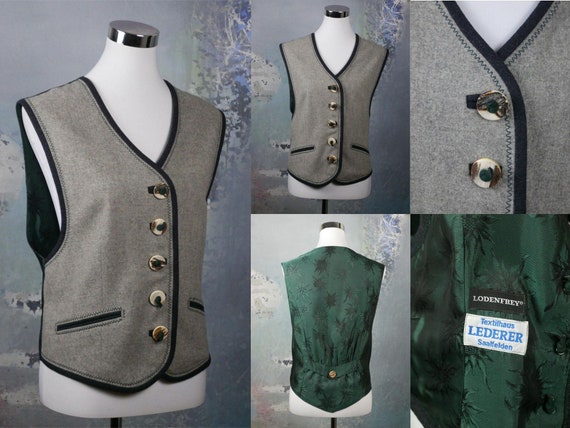 Gray Wool Vest, 1990s Austrian Vintage Waistcoat … - image 1