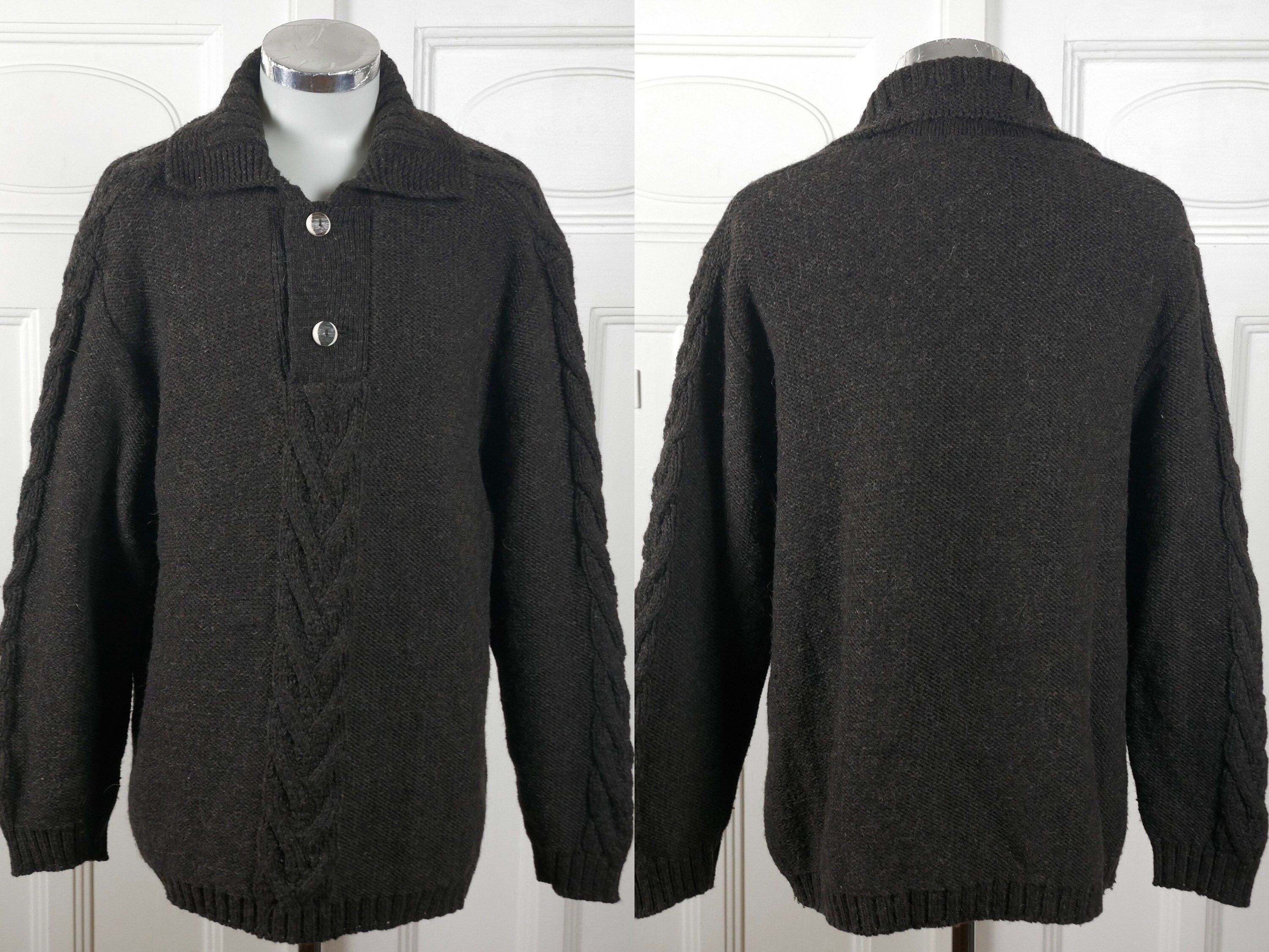 dark brown cable knit sweater