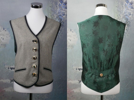 Gray Wool Vest, 1990s Austrian Vintage Waistcoat … - image 6
