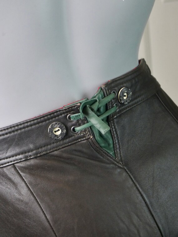 Women's Leather Lederhosen Shorts, Very Dark Brow… - image 3