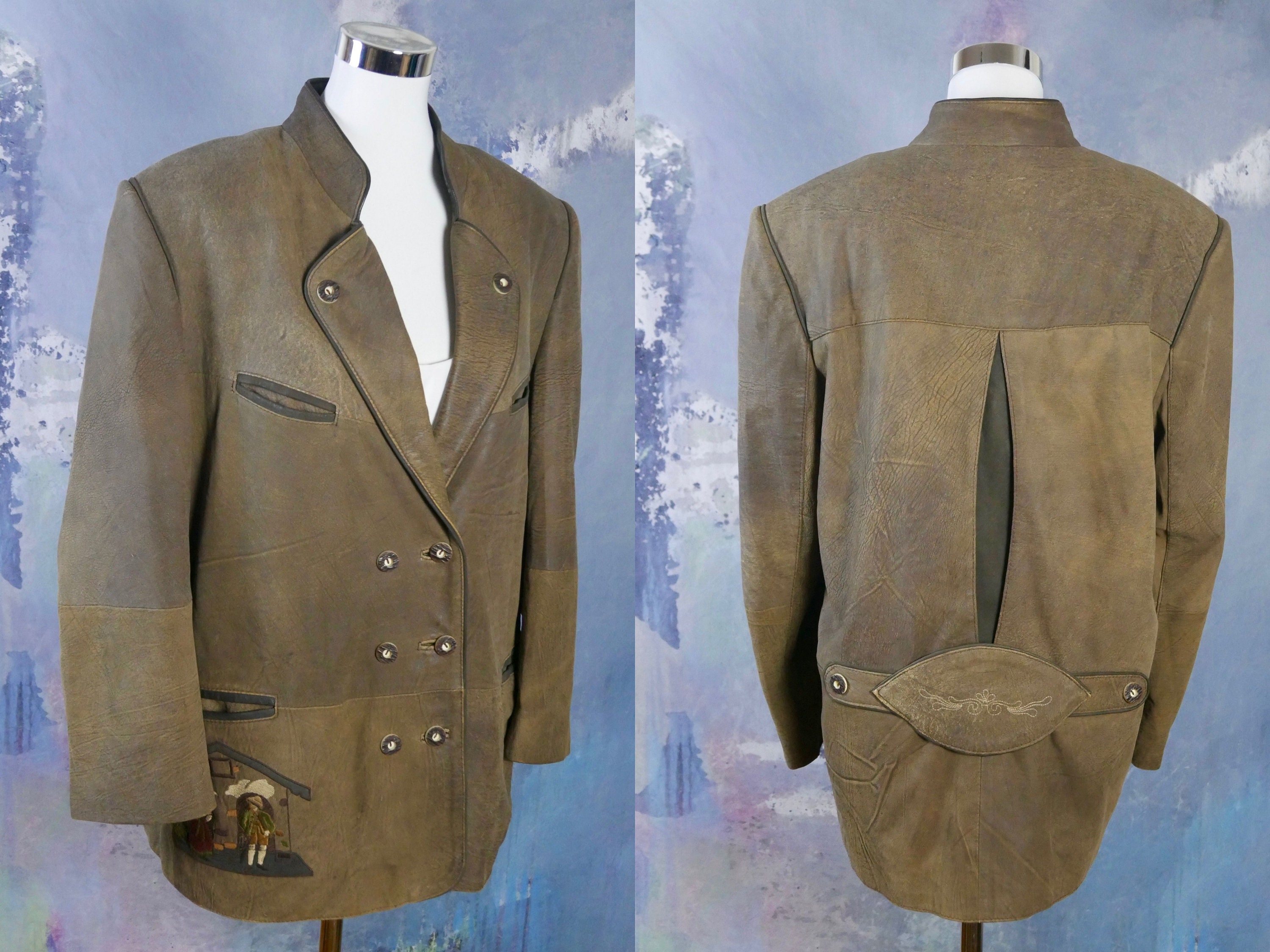 Brown Leather Jacket Women's European Vintage Trachten - Etsy Australia