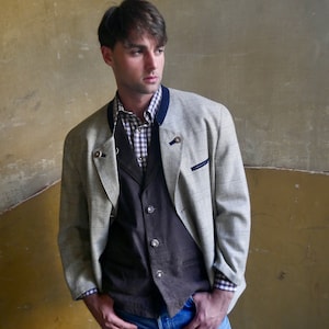 Western Blazer, 90er Jahre Vintage Style Trachtenjacke, Größe 46 Kurz, 46S (US/UK)