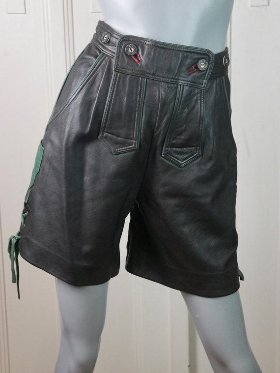 Women's Leather Lederhosen Shorts, Very Dark Brow… - image 5
