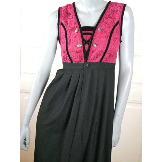 Dirndl, 1990s Bavarian Vintage Pink & Black Trach… - image 4