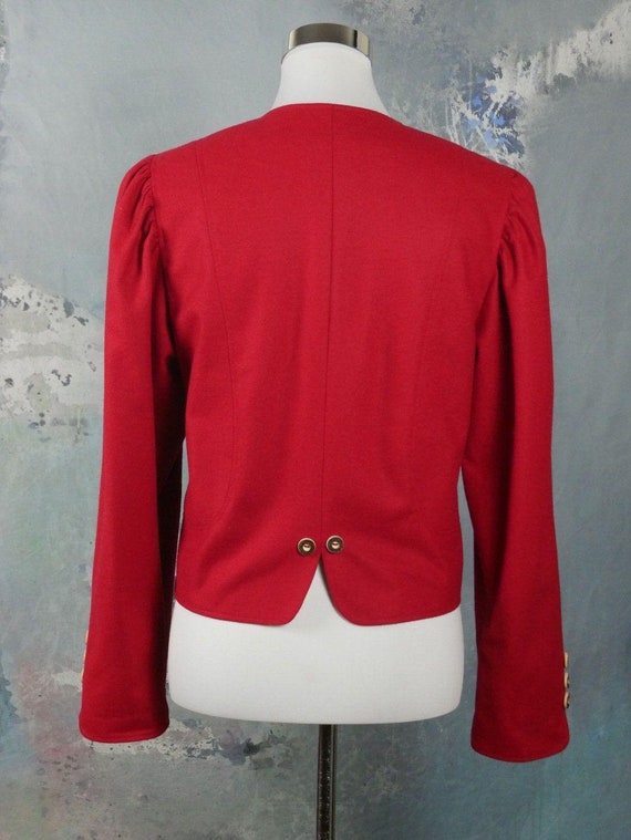 Austrian Vintage Red Blazer, 1990s Loden Wool Edw… - image 7