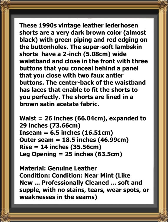 Women's Leather Lederhosen Shorts, Very Dark Brow… - image 9