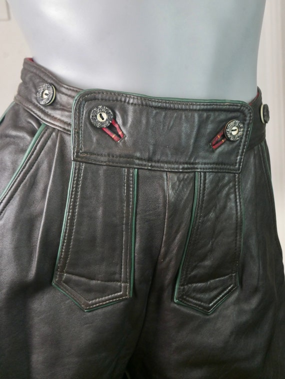 Women's Leather Lederhosen Shorts, Very Dark Brow… - image 6