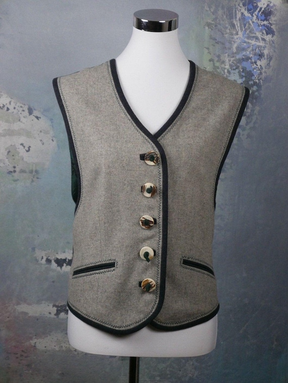 Gray Wool Vest, 1990s Austrian Vintage Waistcoat … - image 2