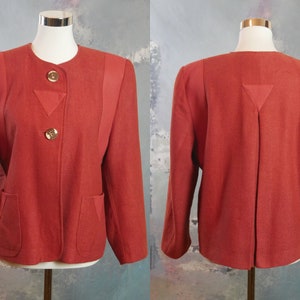 Burnt Orange Linen Blazer, 1990s European Vintage: Size 14 US, 18 UK