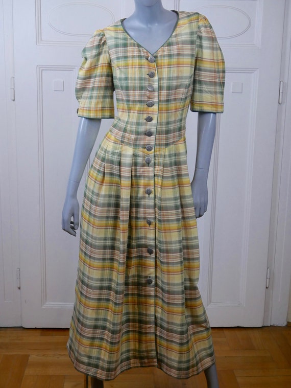 Prairie Dress, 1990s German Vintage Pale Yellow S… - image 2