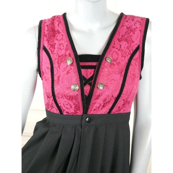 Dirndl, 1990s Bavarian Vintage Pink & Black Trach… - image 1