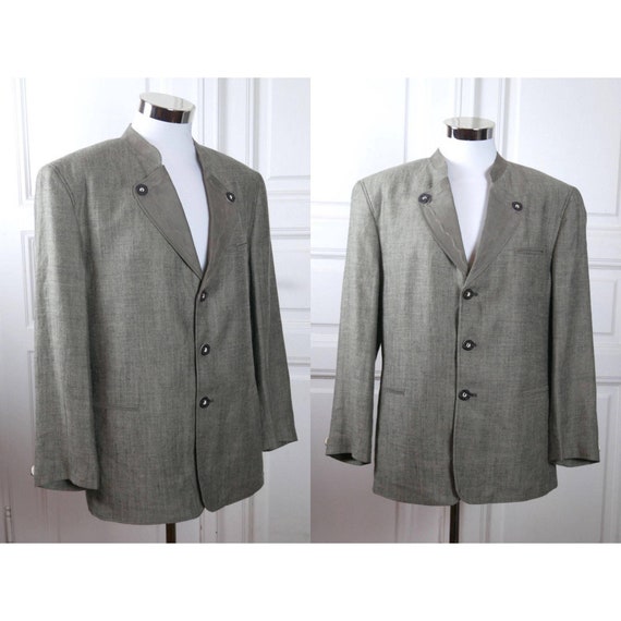 Linen Tweed Trachten Jacket, 1990s German Vintage… - image 1