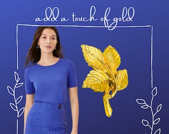 Sophisticated Chic: Vintage Gold-tone Four Leaf Brooch