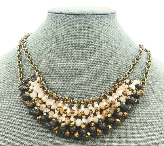 Mystic Sands: Heavily Beaded Exotic Bib Necklace … - image 6