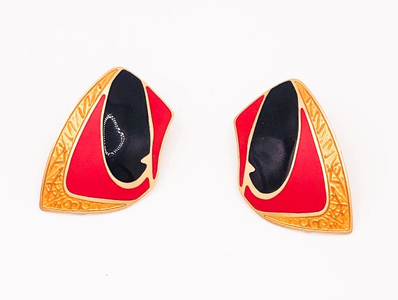 Vintage 1980s Berebi Earrings Make a Bold Red, Bl… - image 3