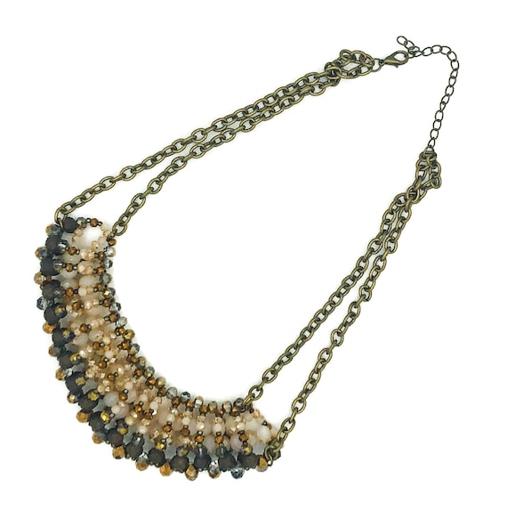 Mystic Sands: Heavily Beaded Exotic Bib Necklace … - image 5