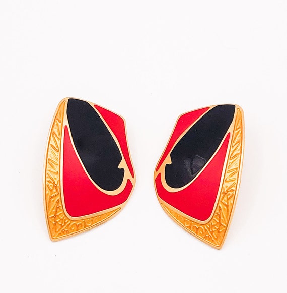 Vintage 1980s Berebi Earrings Make a Bold Red, Bl… - image 2