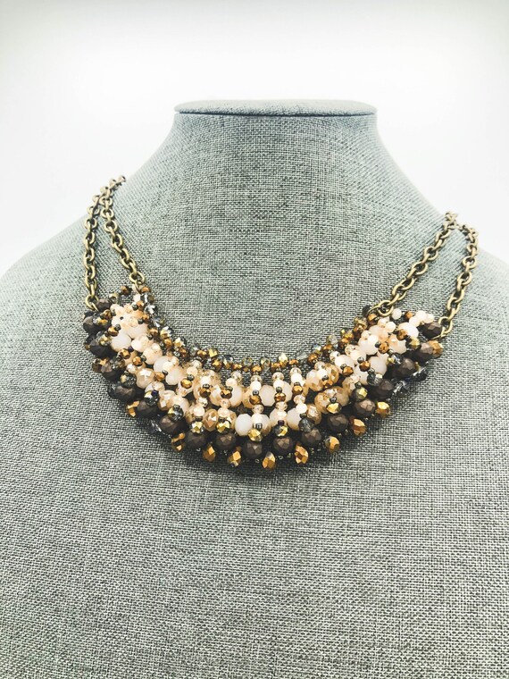 Mystic Sands: Heavily Beaded Exotic Bib Necklace … - image 1