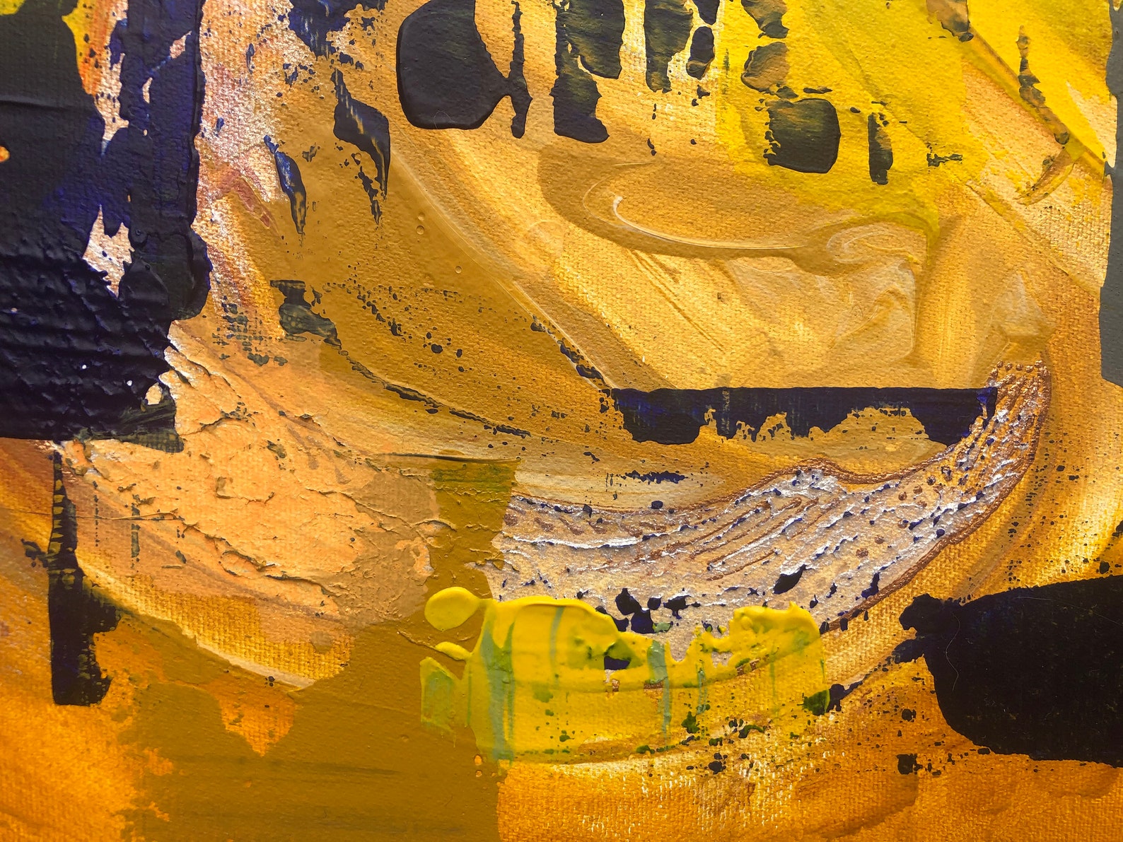 Original Abstract Painting Canvas Ochre Wall Art Yellow Paintings