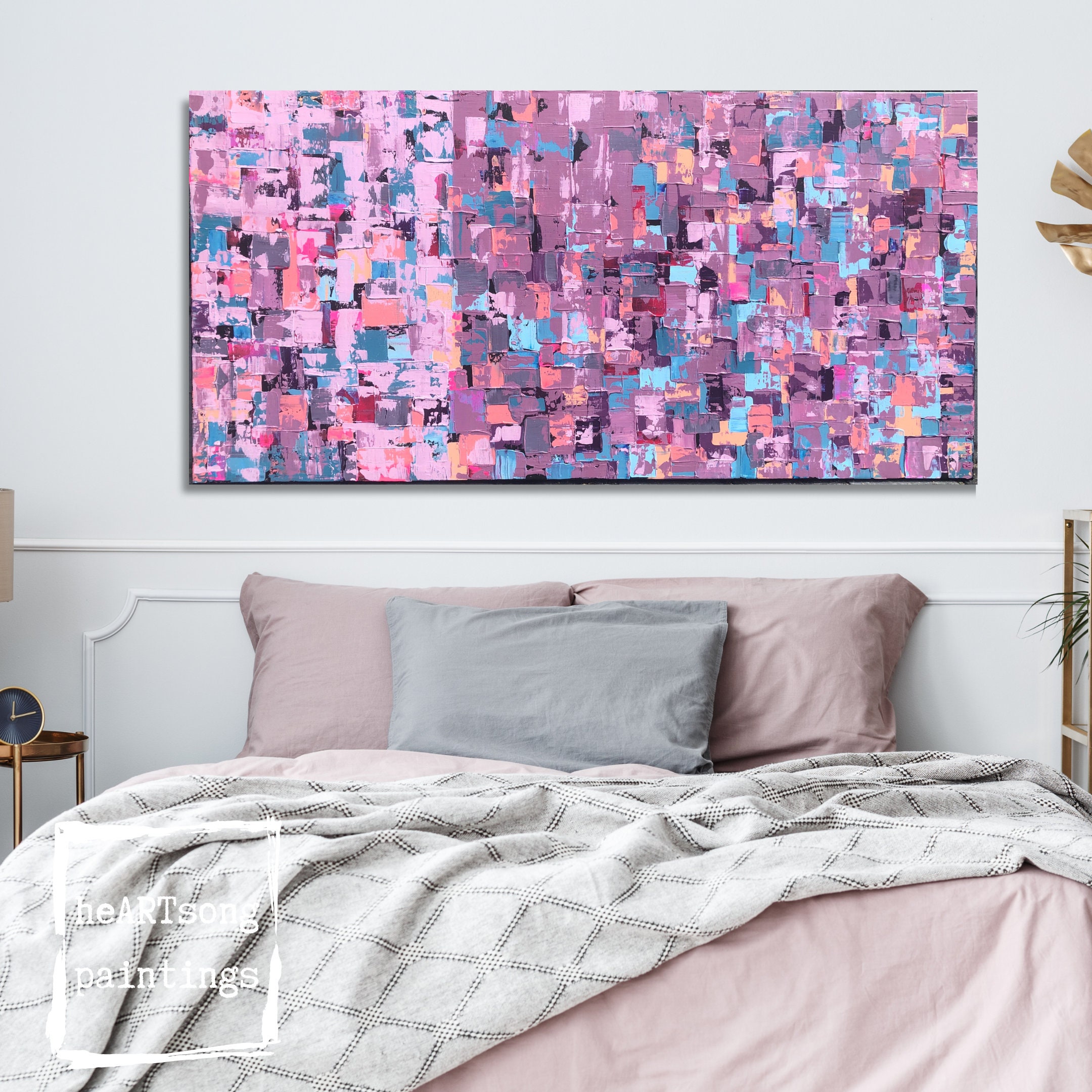 Original Artwork Large Pink Painting Pink Purple Wall Art Etsy UK