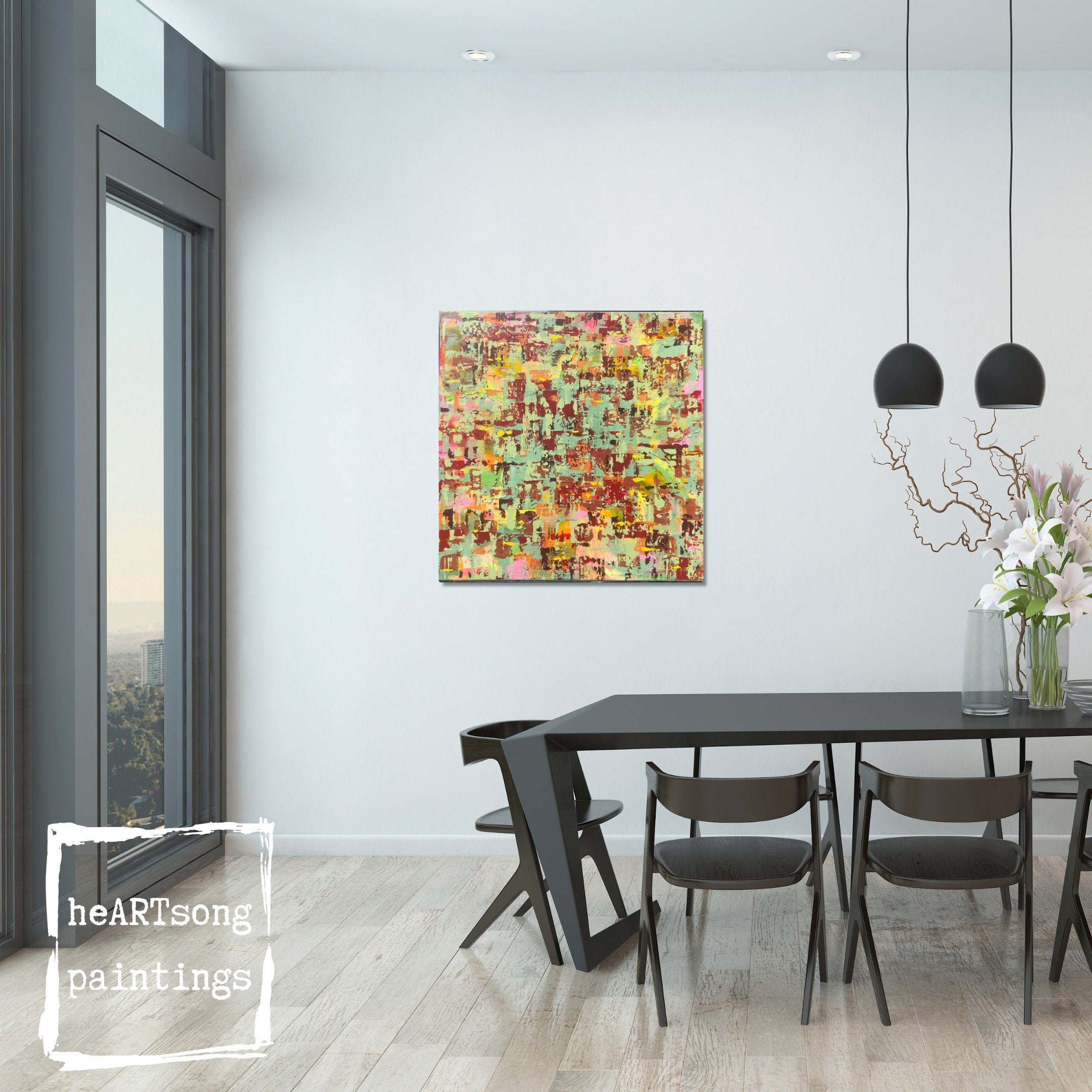 Pintura original abstracta sala de estar arte en la pared | Etsy