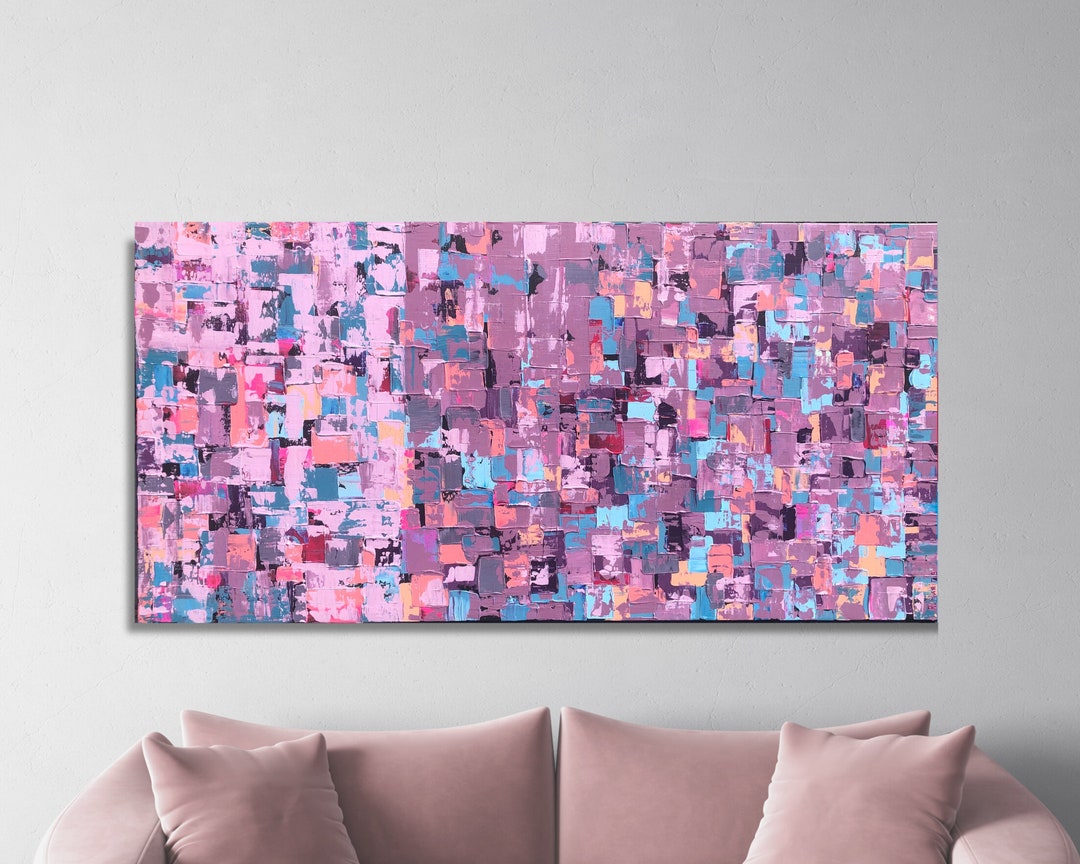 Pink Abstract Art, Abstract Painting Canvas Original, Large Canvas Wall