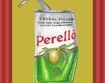 Perello Olives Art Print, Kitchen Wall Decor
