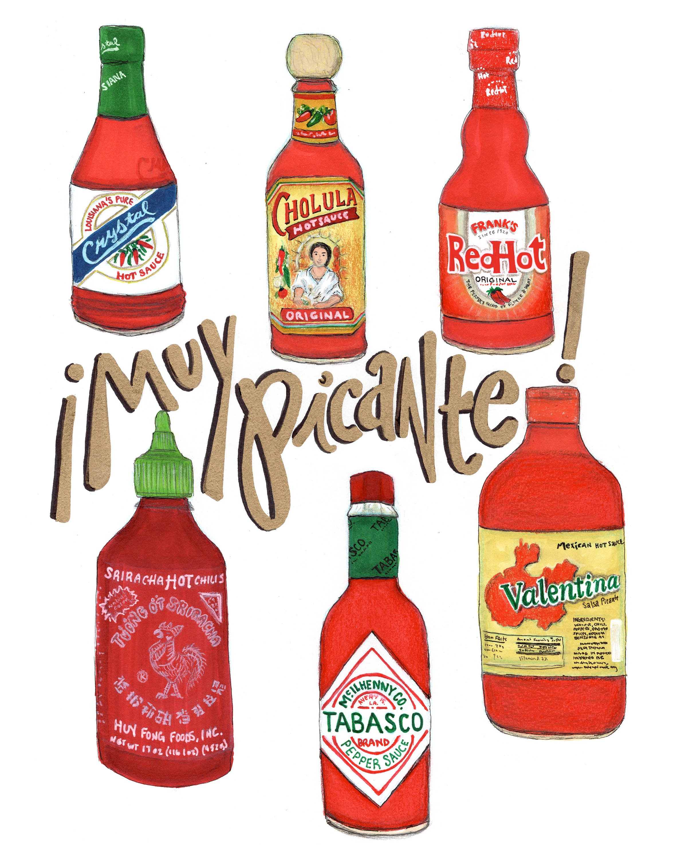 Hot Sauce in My Bag Swag // Muy Picante Very Spicy Illustration Art