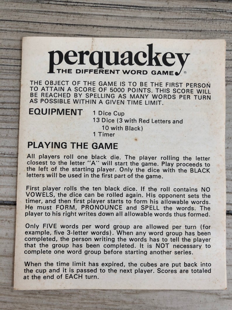 Perquackey-1975-Vintage Word Game | Etsy